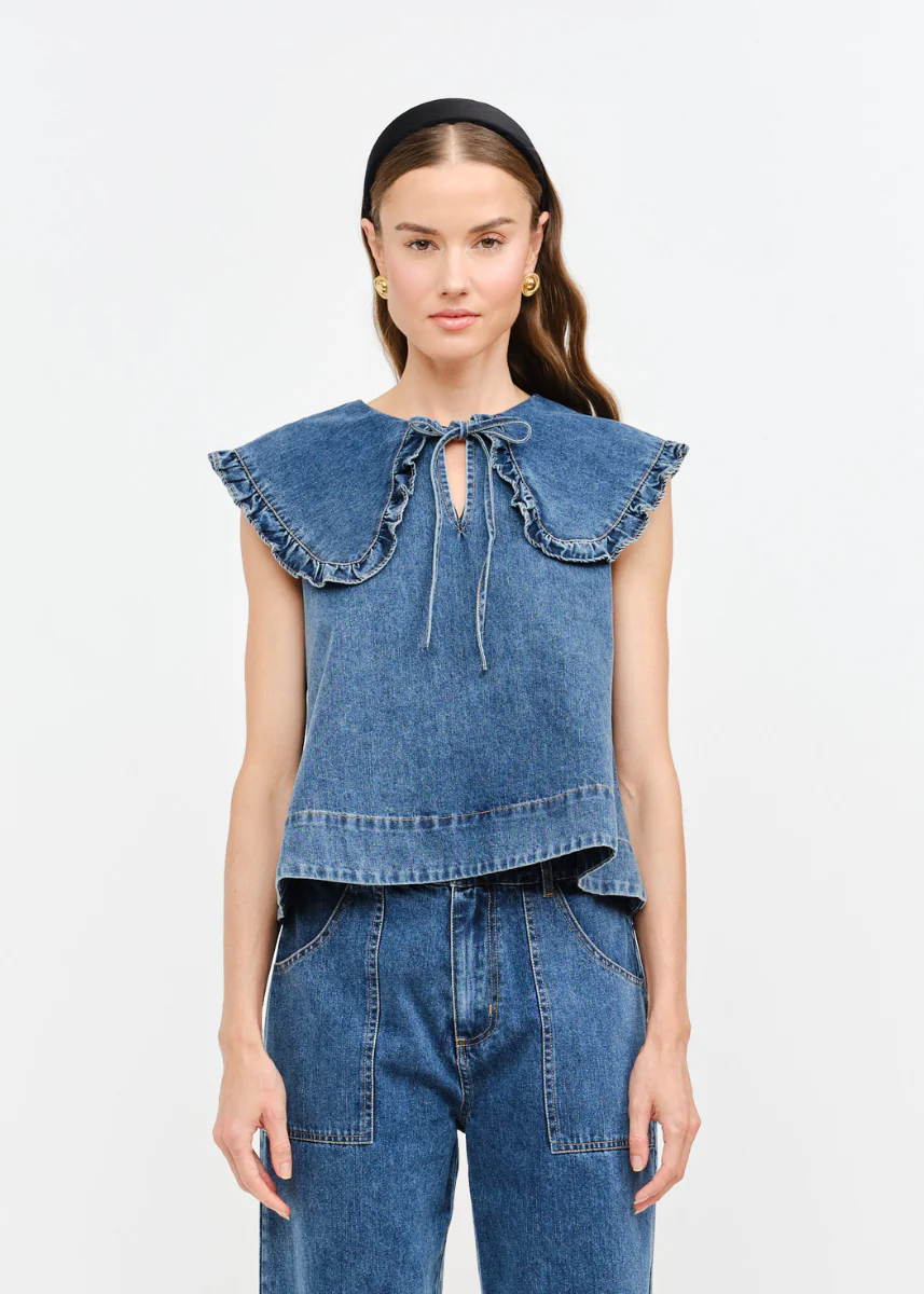 Addison Denim Top - Medium Wash