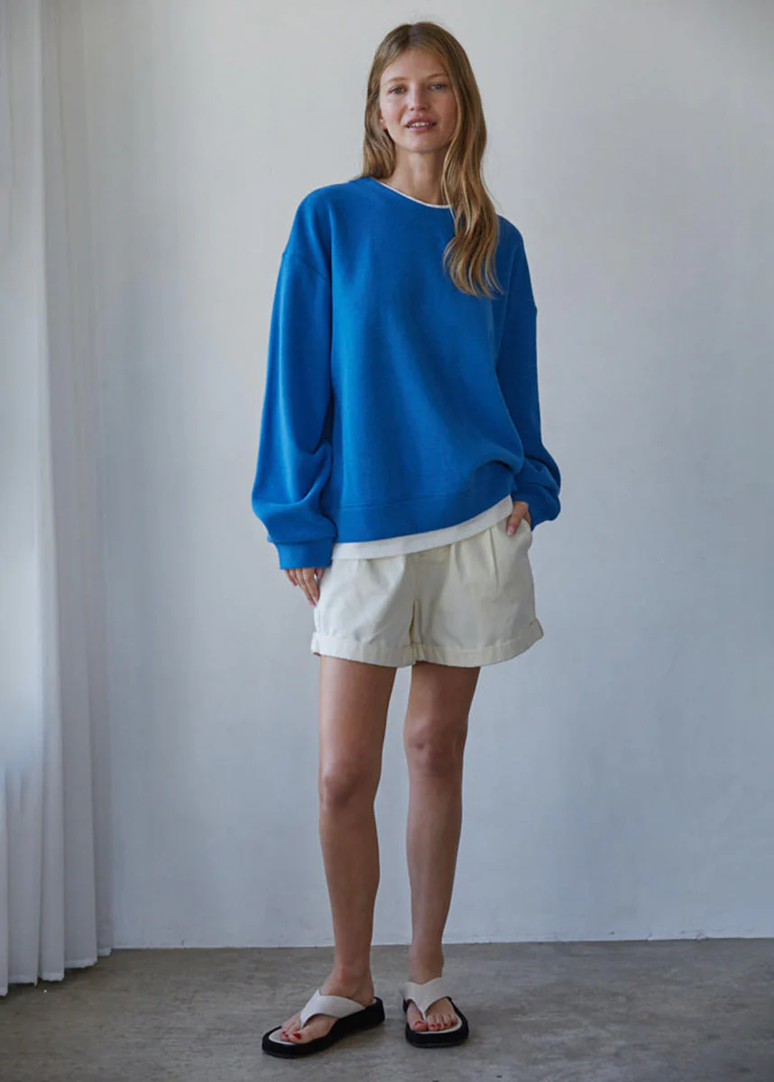 Always On Crew Twofer Pullover - Bright Blue - Image 3