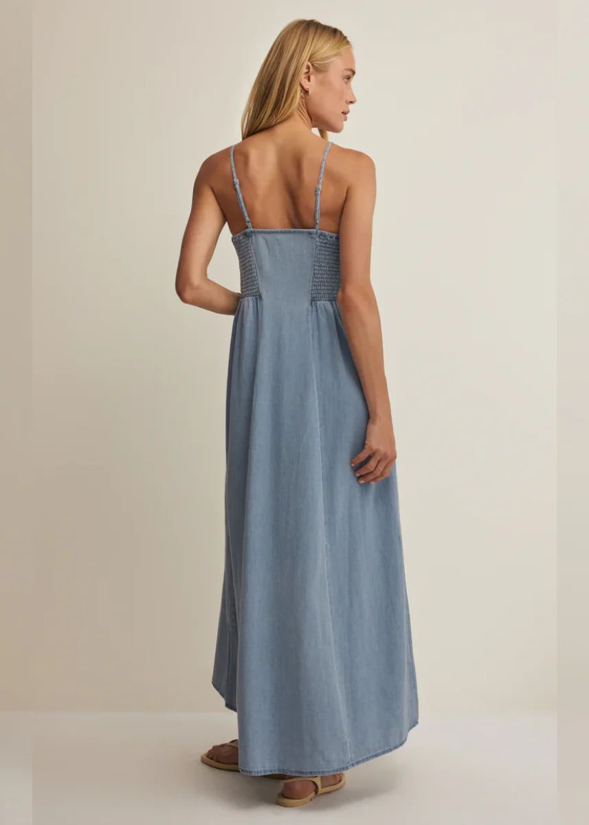 Angel Eyes Twill Midi Dress - Lake Blue - Image 2