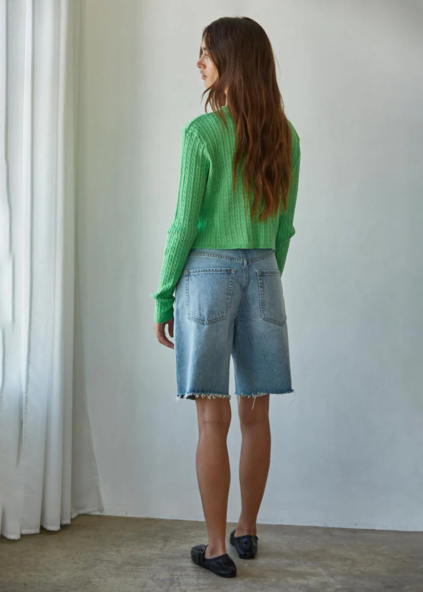 Avon Cable Knit Cardigan - Green - Image 2