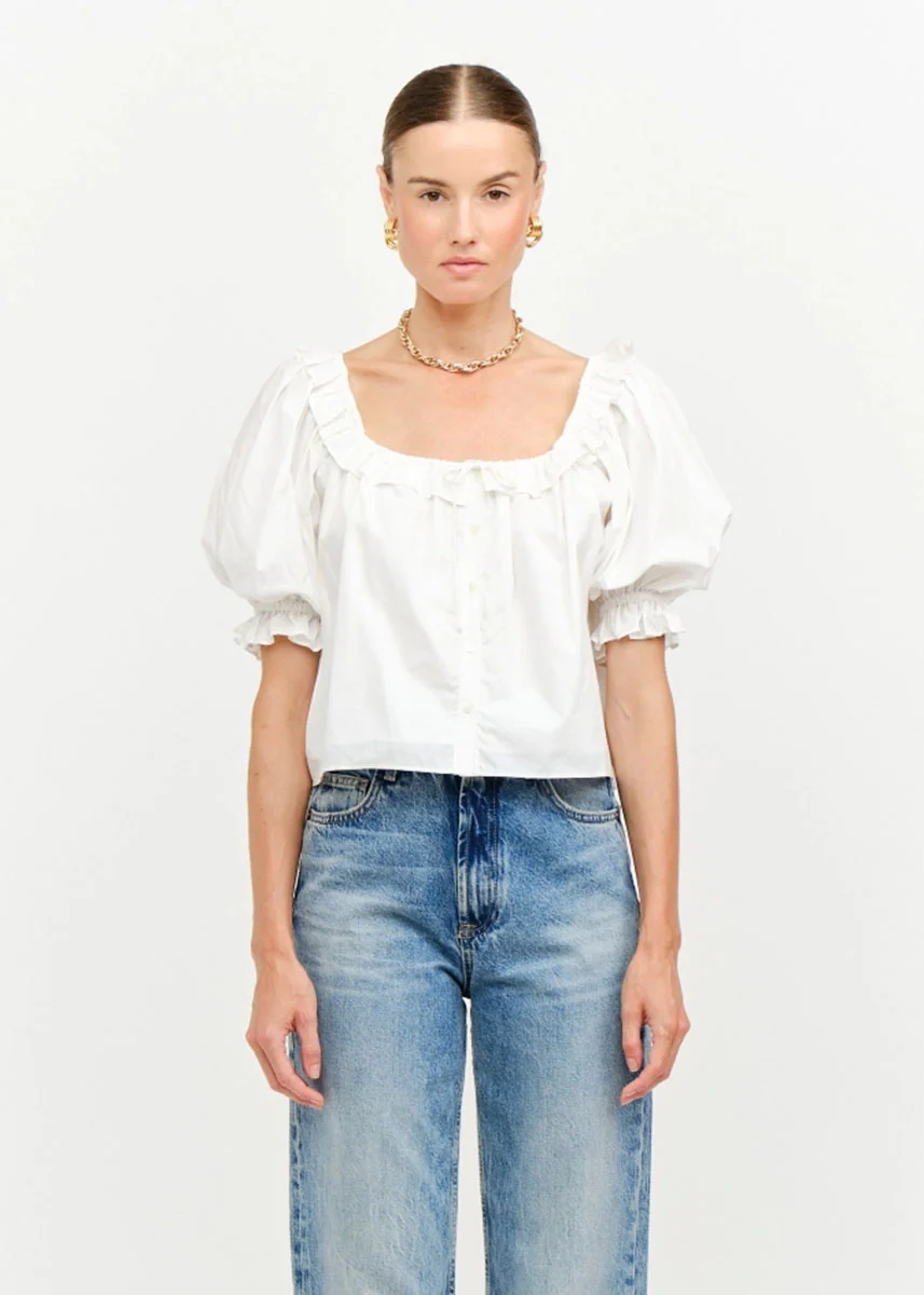 Bijou Puff Sleeve Top - Off White