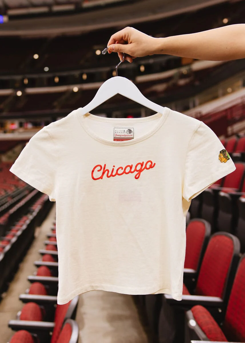 Blackhawks Script Baby Tee - Cream - Image 5