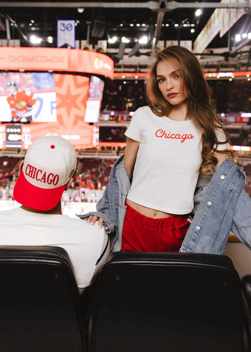Blackhawks Script Baby Tee - Cream - Image 8