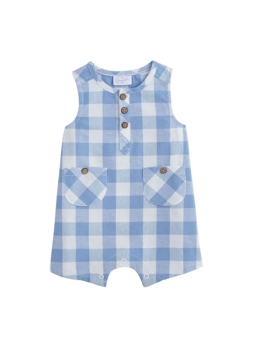 Blue Check Romper