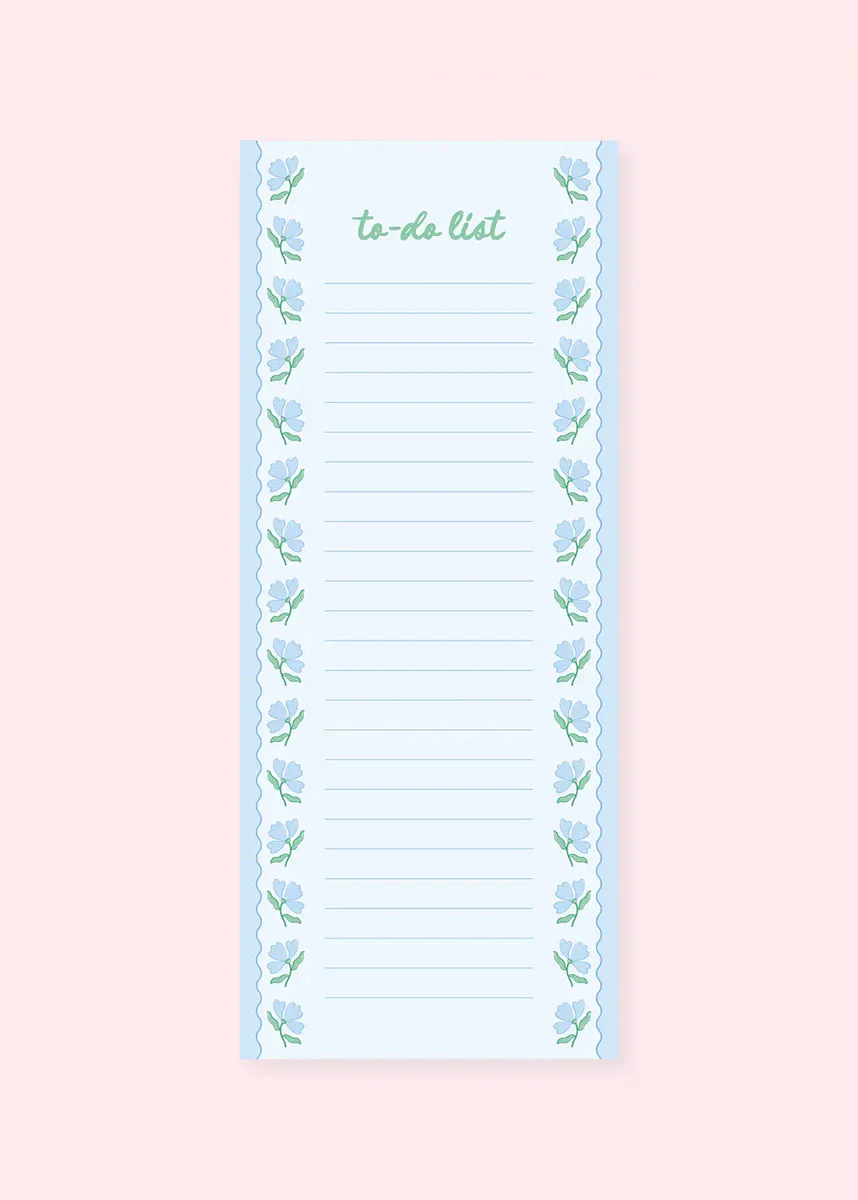 Blue Flower Wavy List Notepad