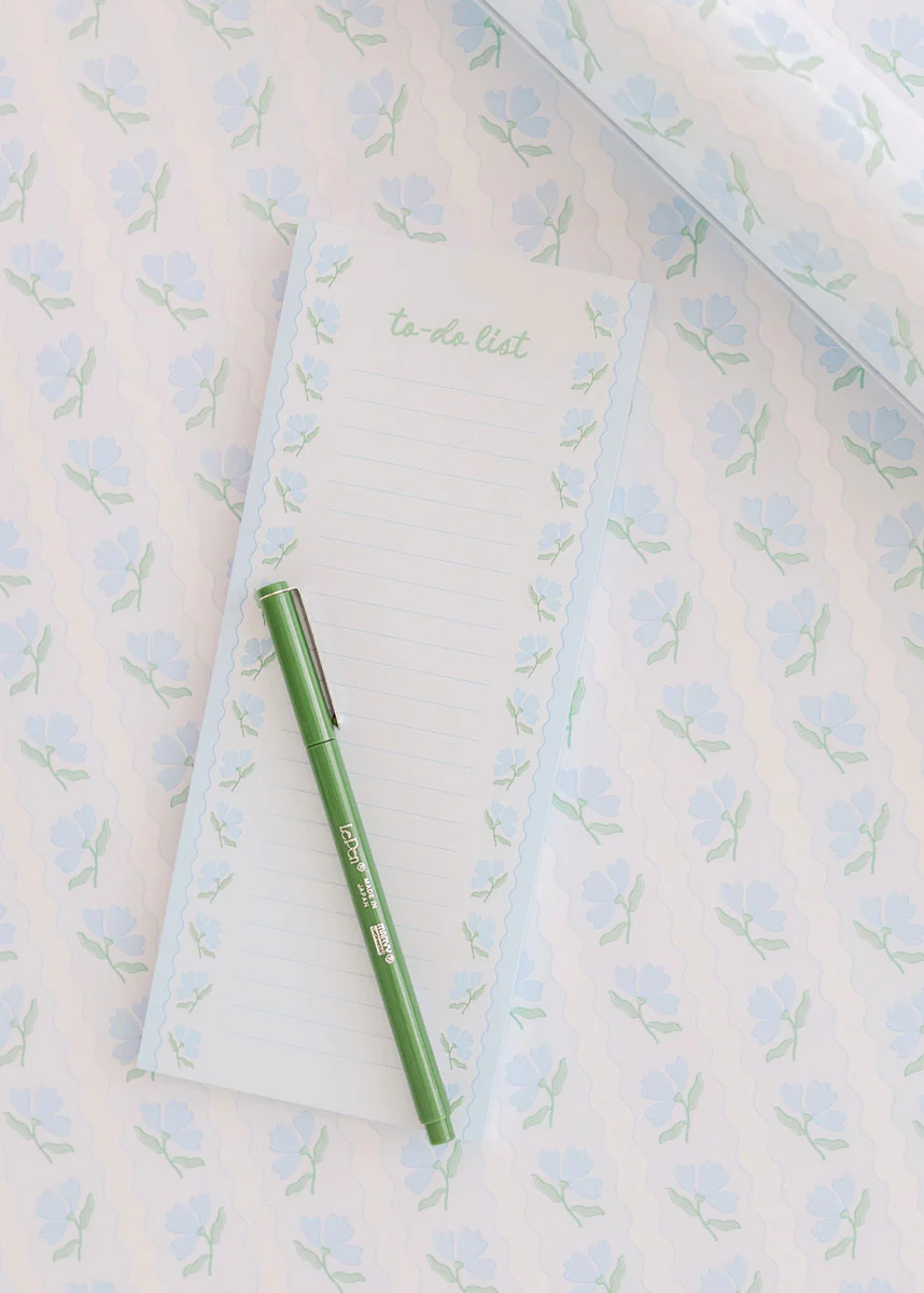 Blue Flower Wavy List Notepad - Image 2