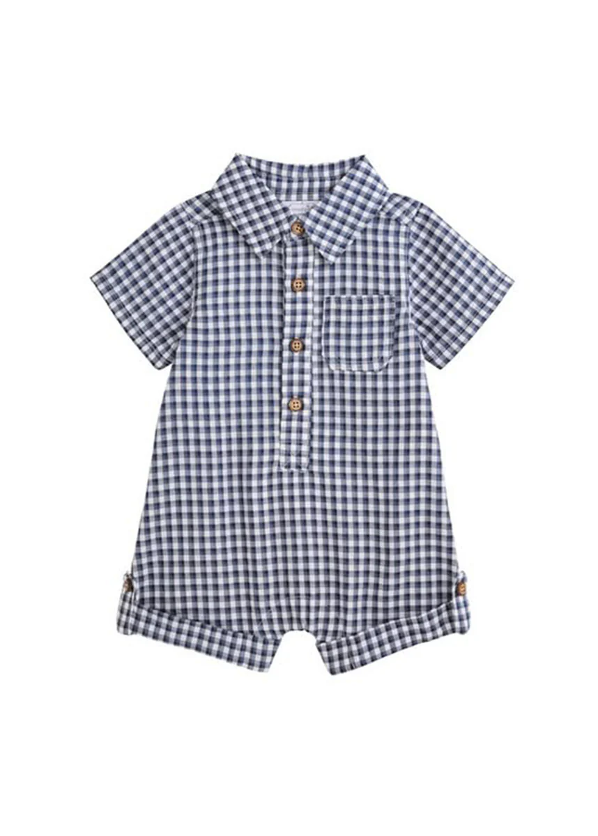 Blue Gingham Collar Shortall