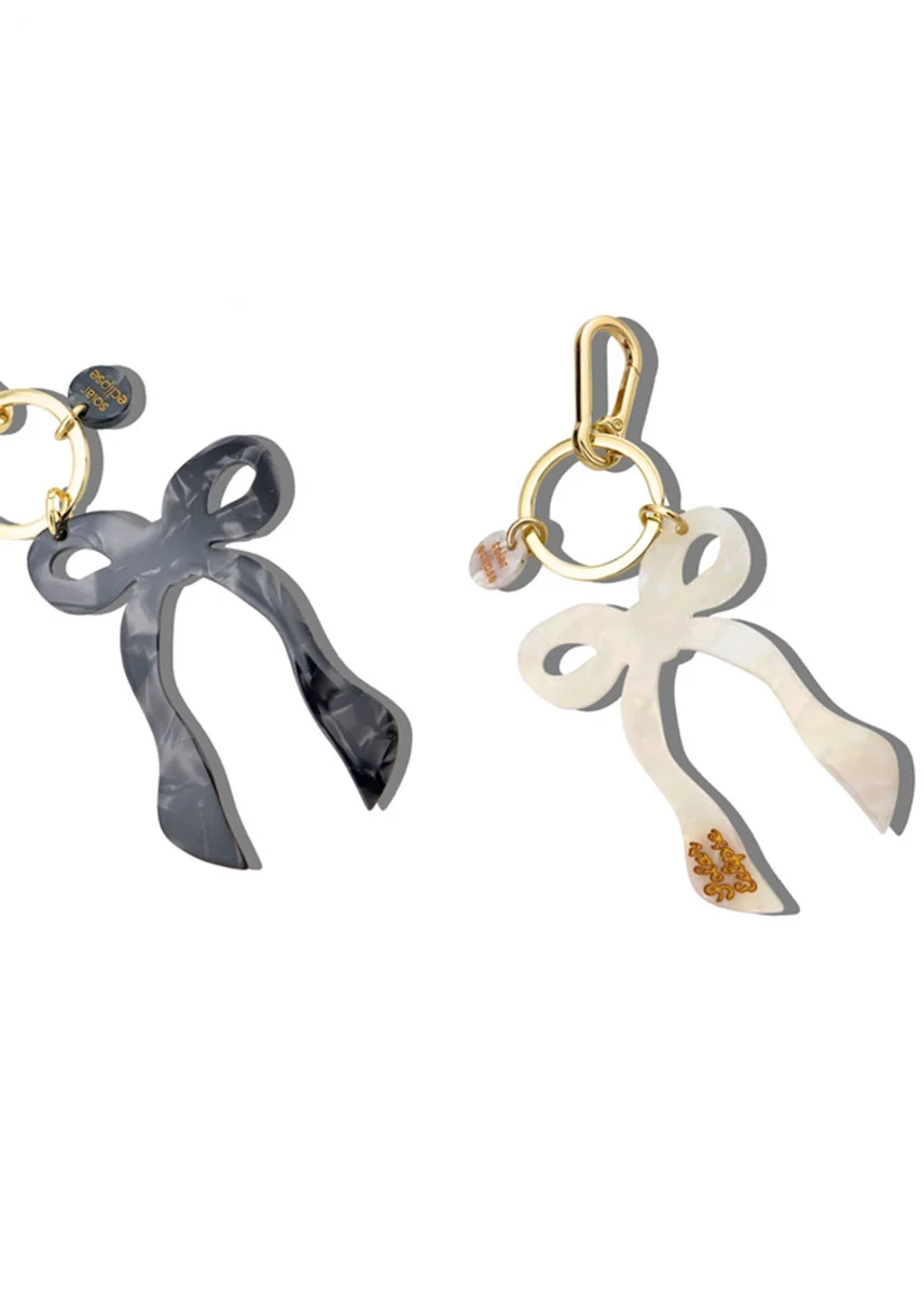 Bow Bag Charm Keychain - White - Image 3