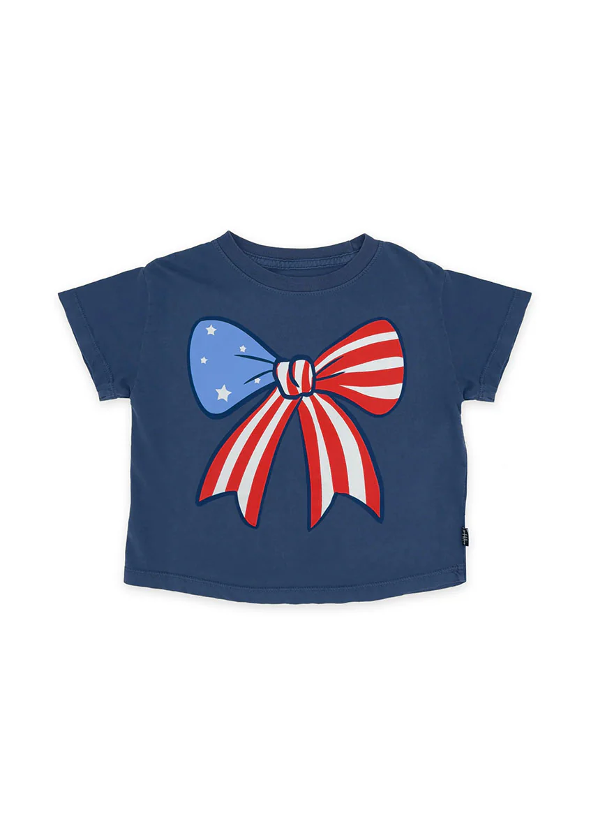 Boxy Bow Tee - Navy