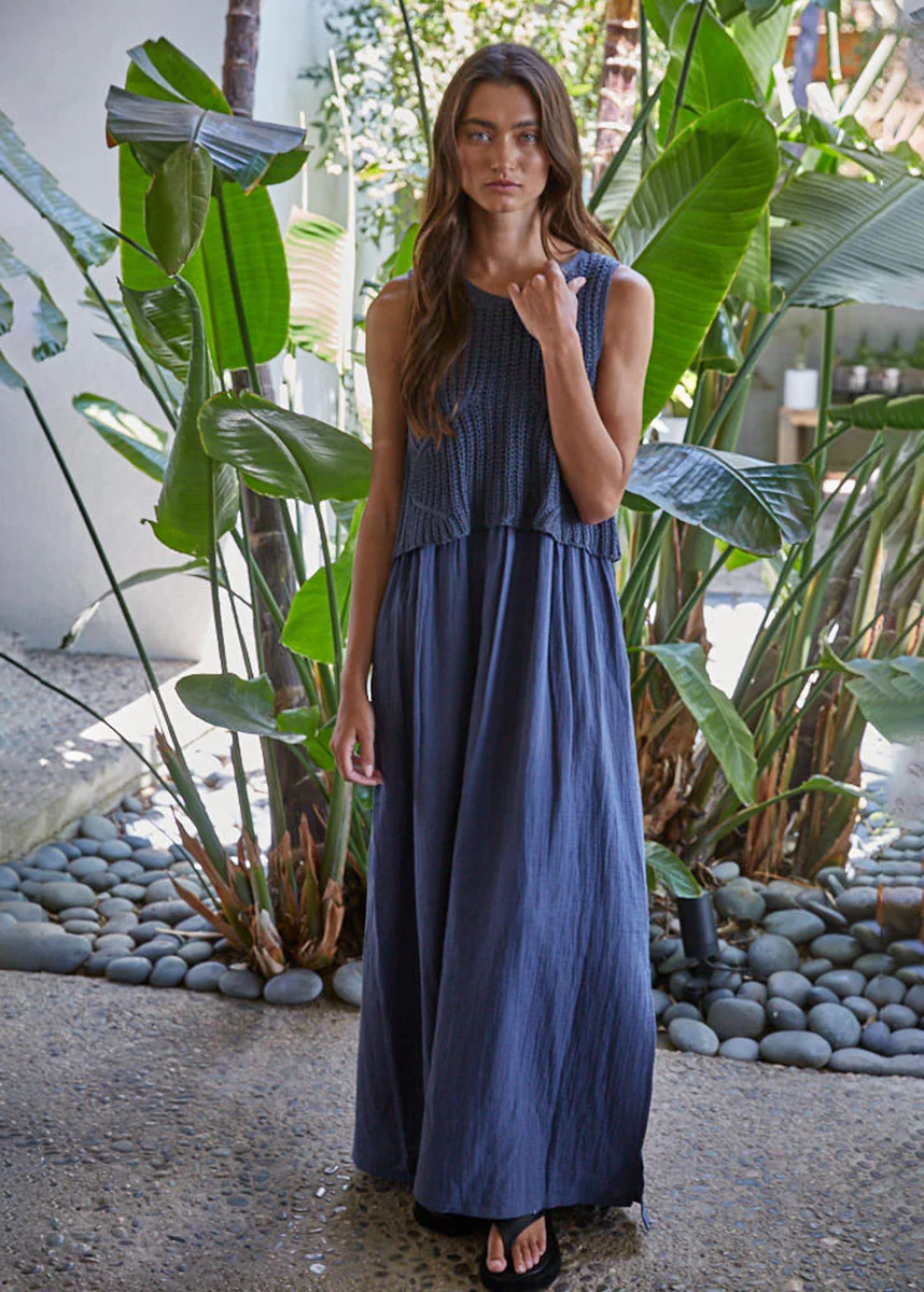Braylee Sweater Layered Dress - Navy - Image 3
