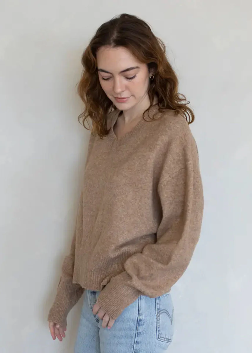 Briar V-Neck Sweater - Mocha - Image 2