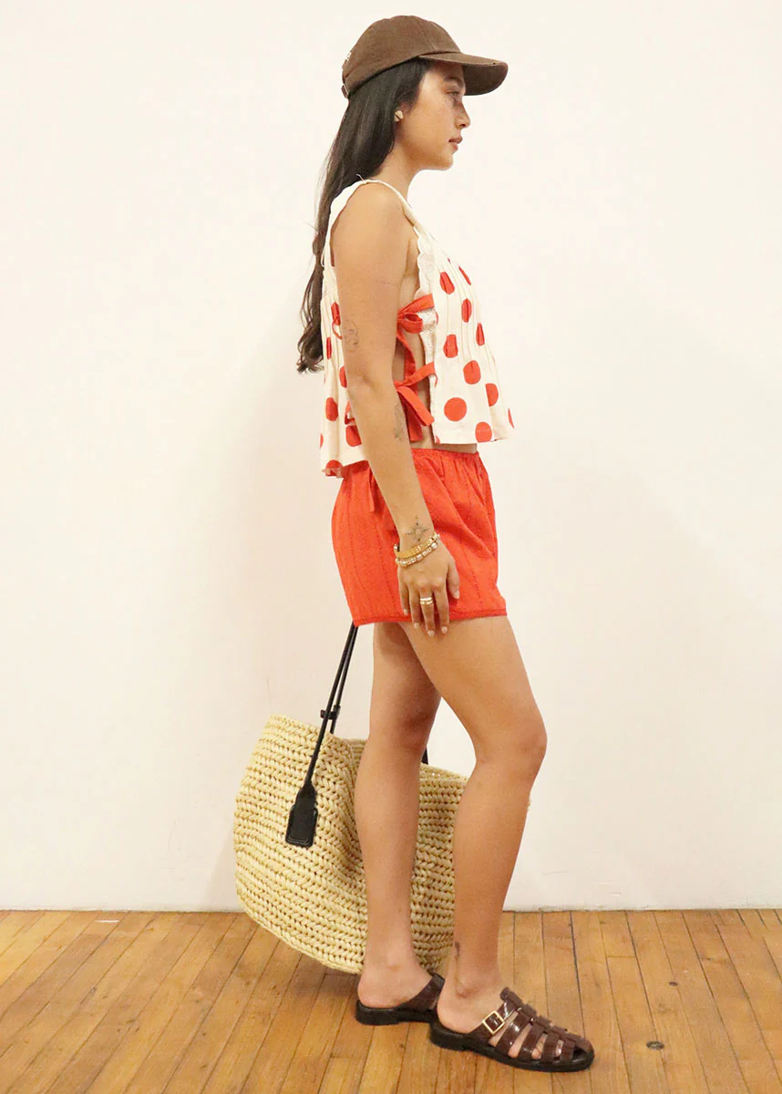 Broderie Shorts - Cherry Tomato - Image 3