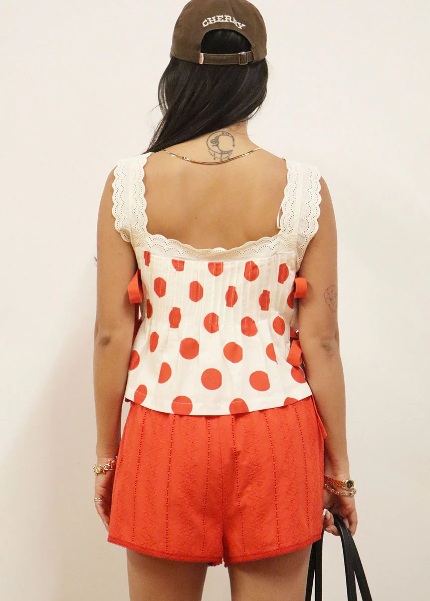 Broderie Shorts - Cherry Tomato - Image 4