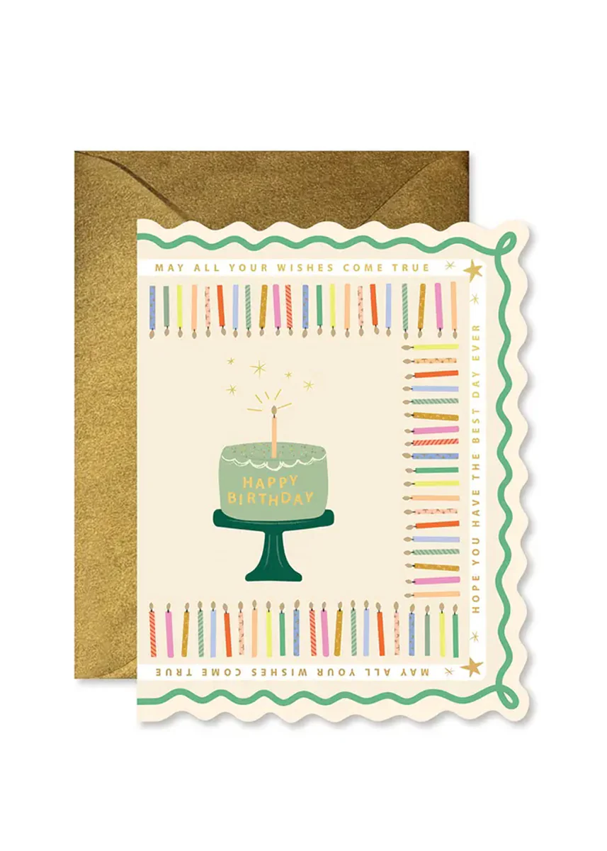 Cake and Candles Scallop Birthday Card