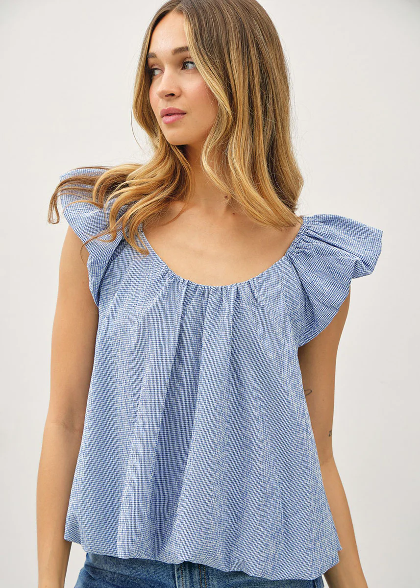Cami Ruffle Sleeve Top - Blue