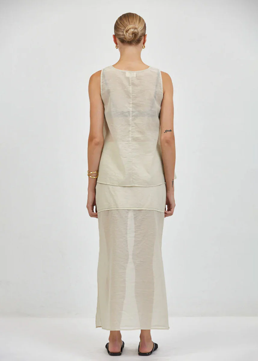 Camille Sheer Top - Taupe - Image 3