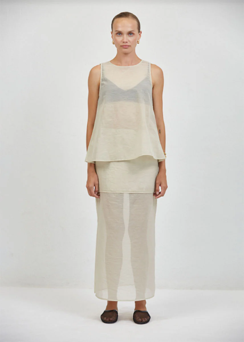 Camille Sheer Top - Taupe - Image 4