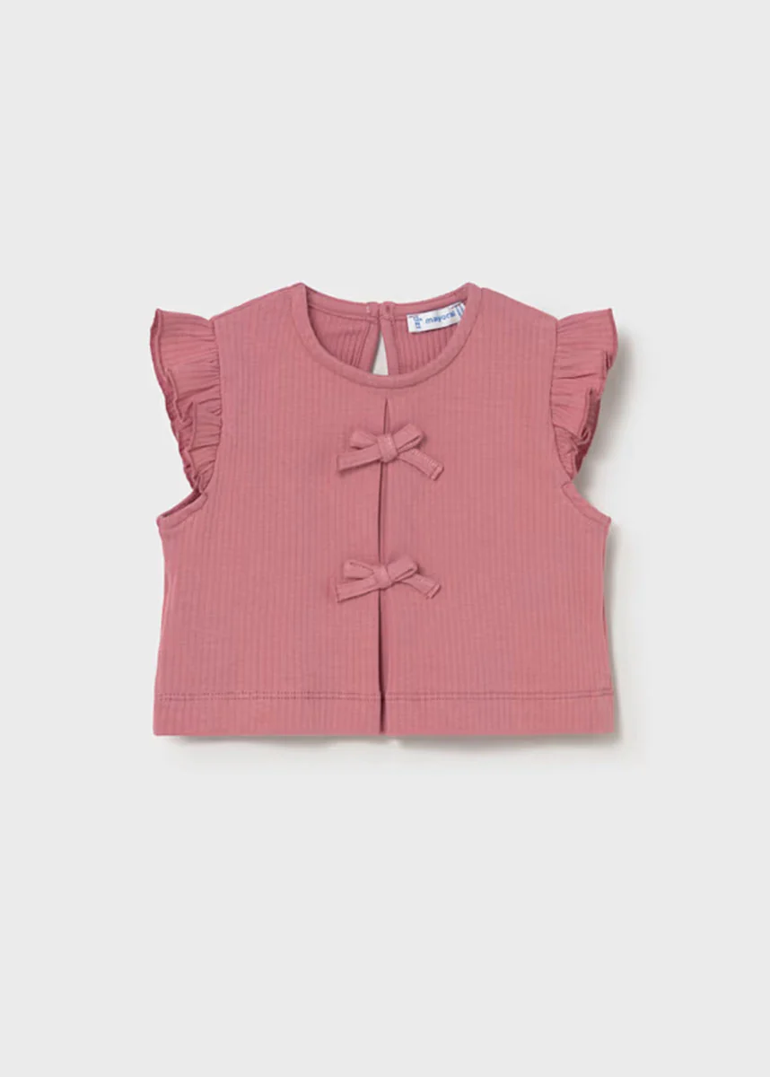 Carly Rib Knit Tie Top - Blush