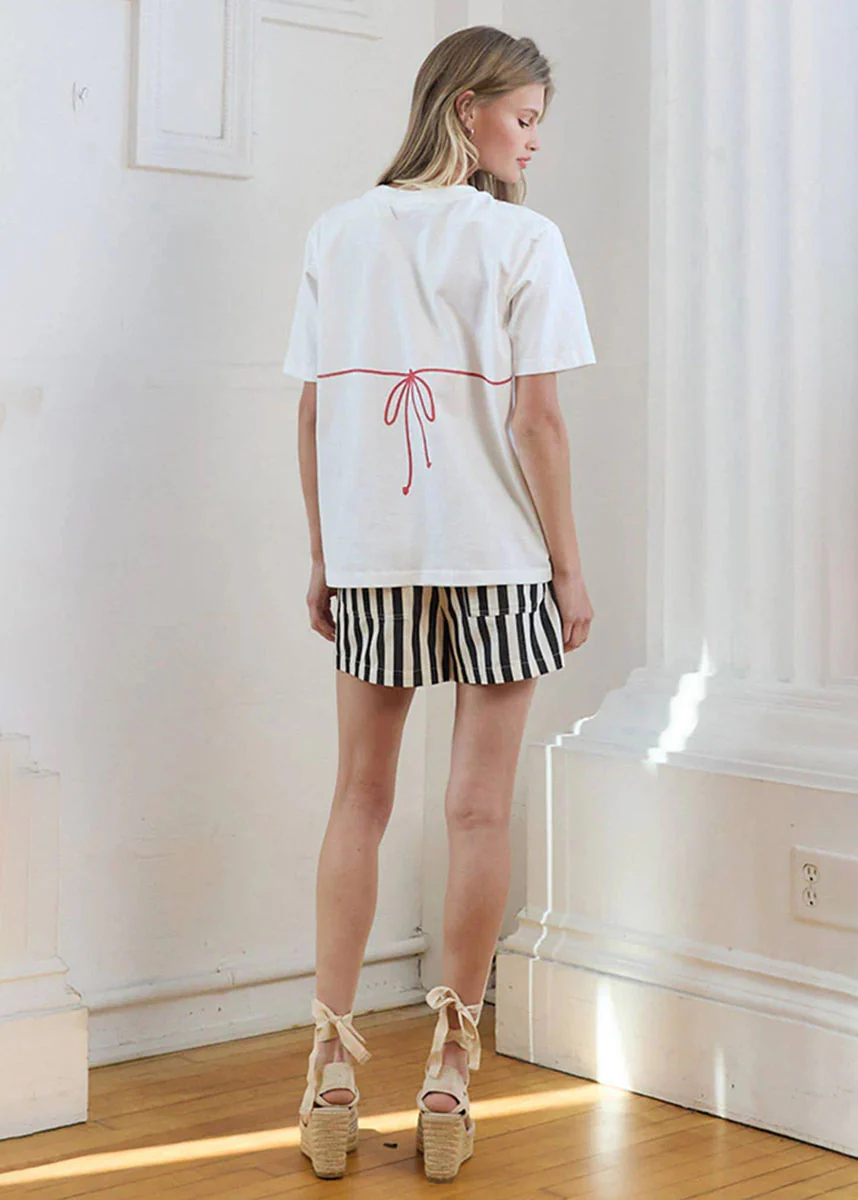 Caviar Bikini Graphic Tee - White & Red - Image 3