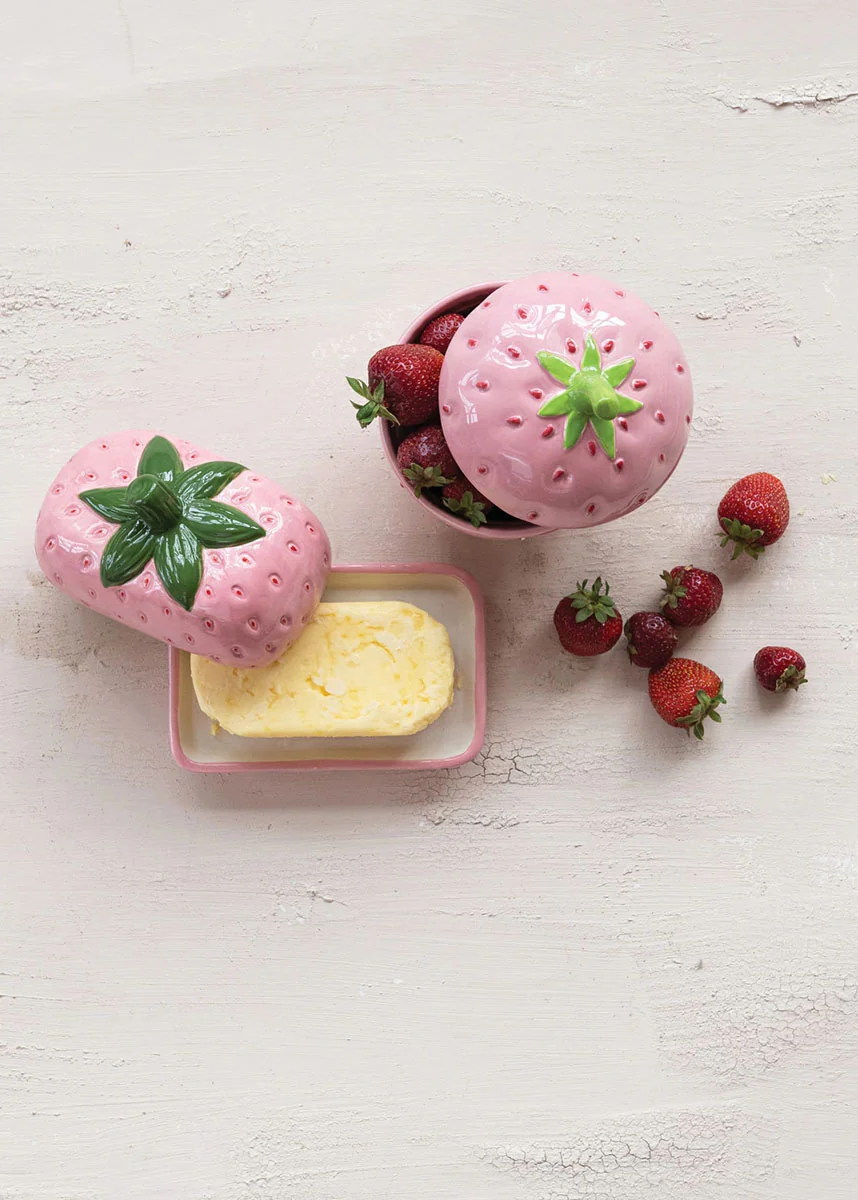 Ceramic Strawberry Jar & Lid - Image 2