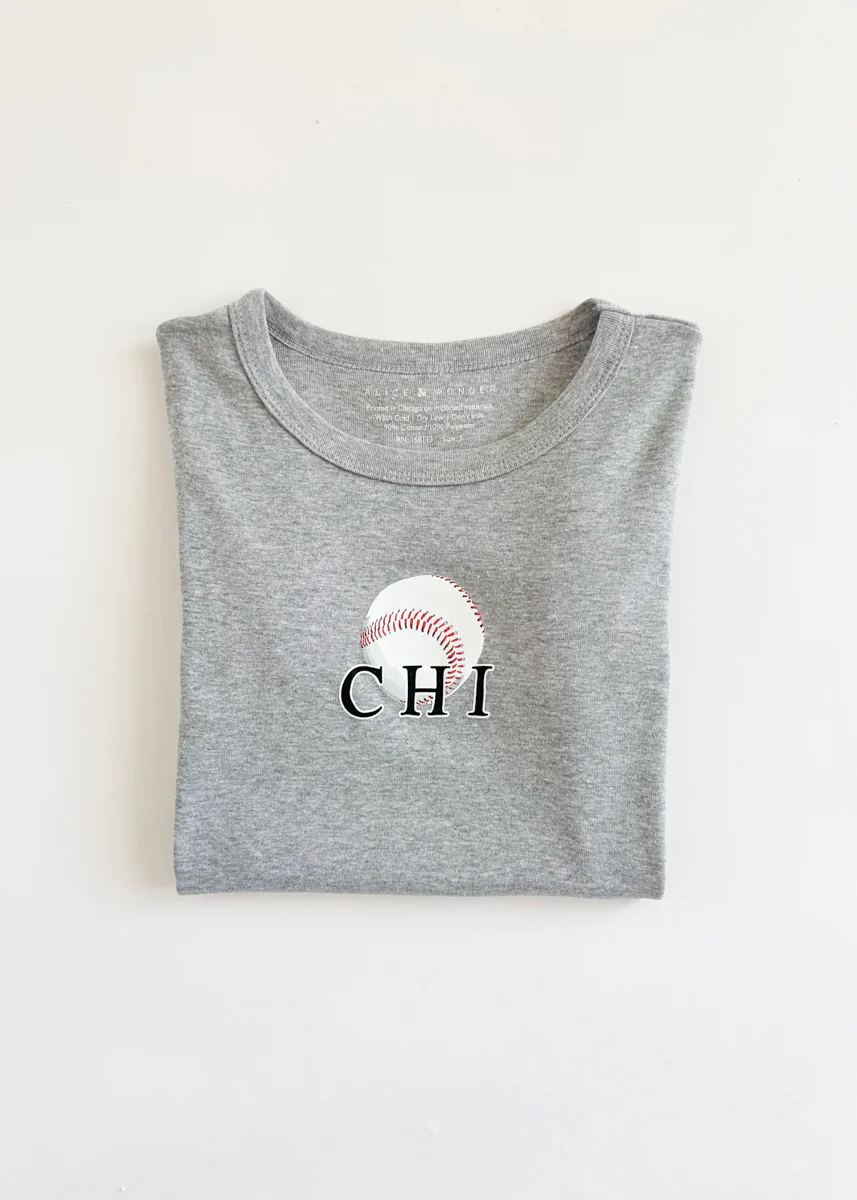 Chi Baseball Baby Tee - Gray - Image 5