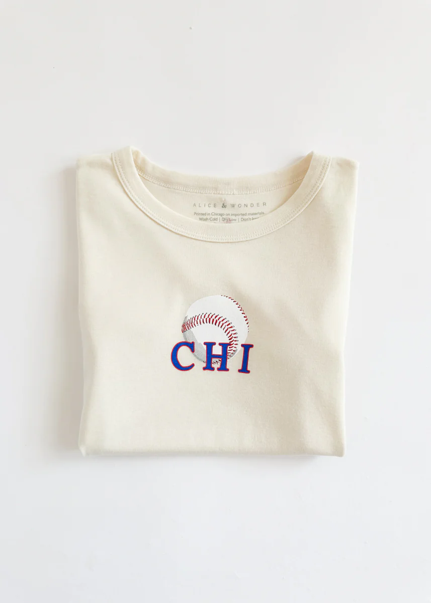 Chi Baseball Baby Tee - Natural - Image 5