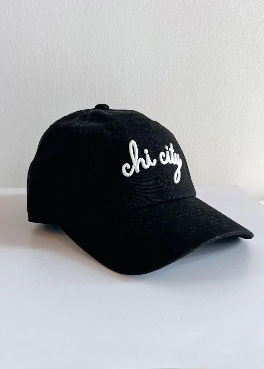 Chi City Cursive Dad Hat - Black - Image 3