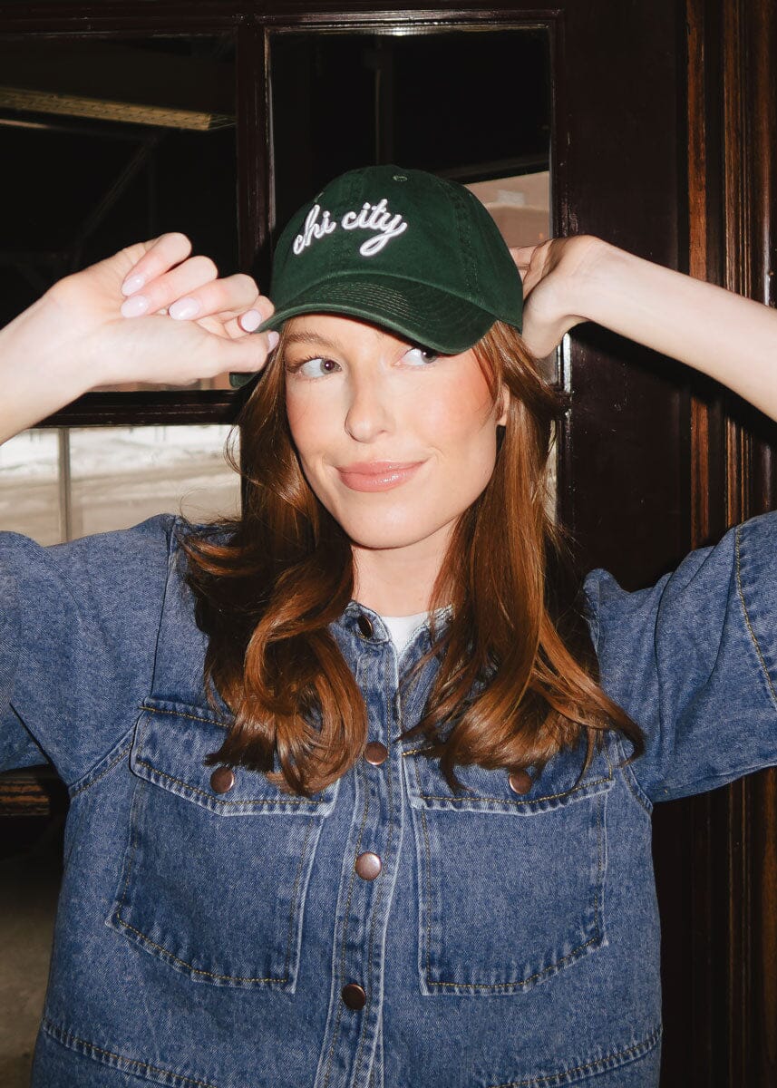 Chi City Cursive Dad Hat - Green - Image 5