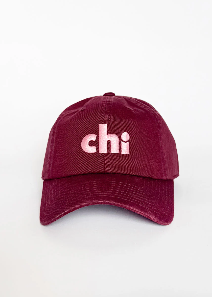 Chi Dad Hat - Burgundy & Pink