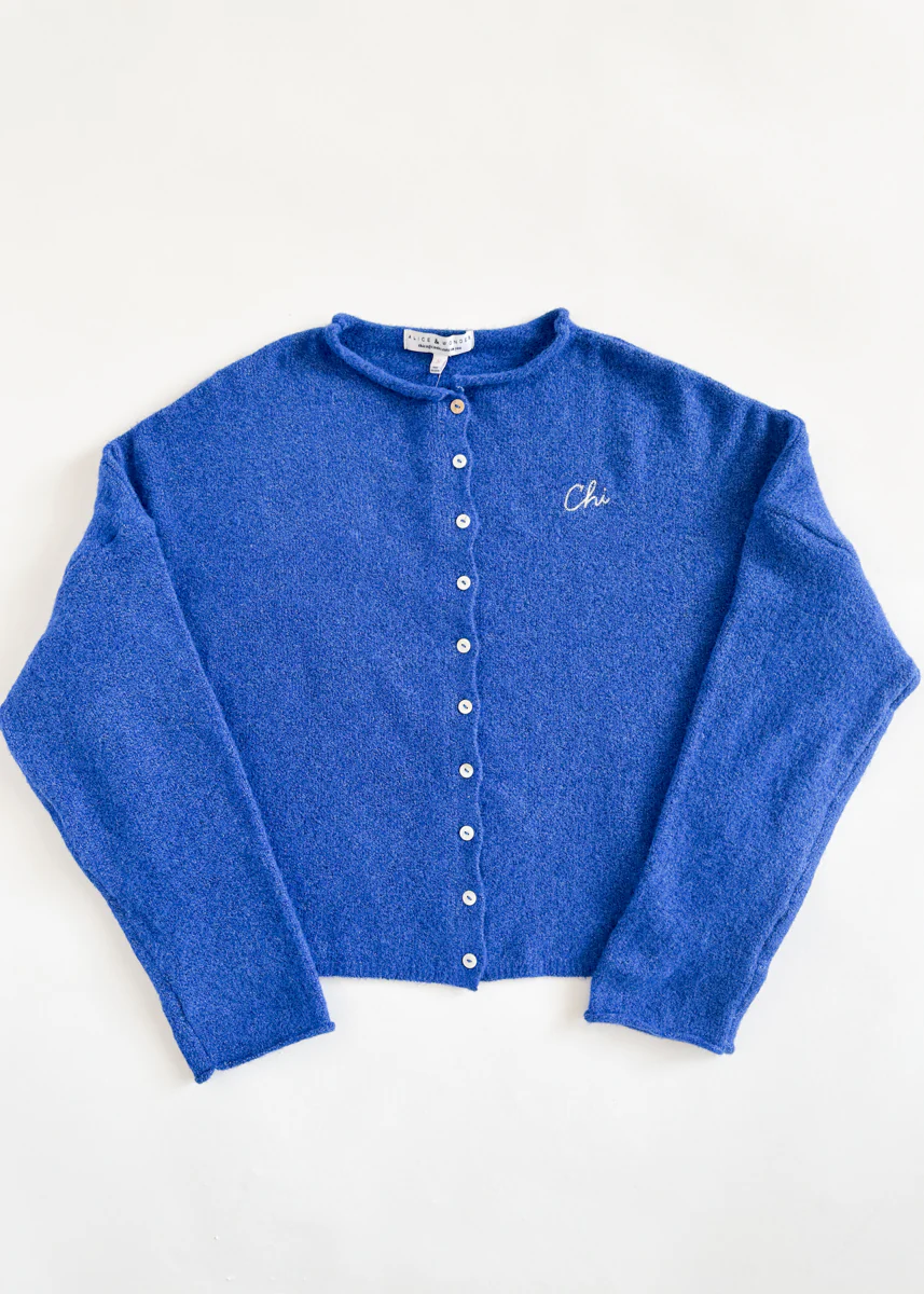 Chi Embroidered Piper Cardigan - Cobalt - Image 2