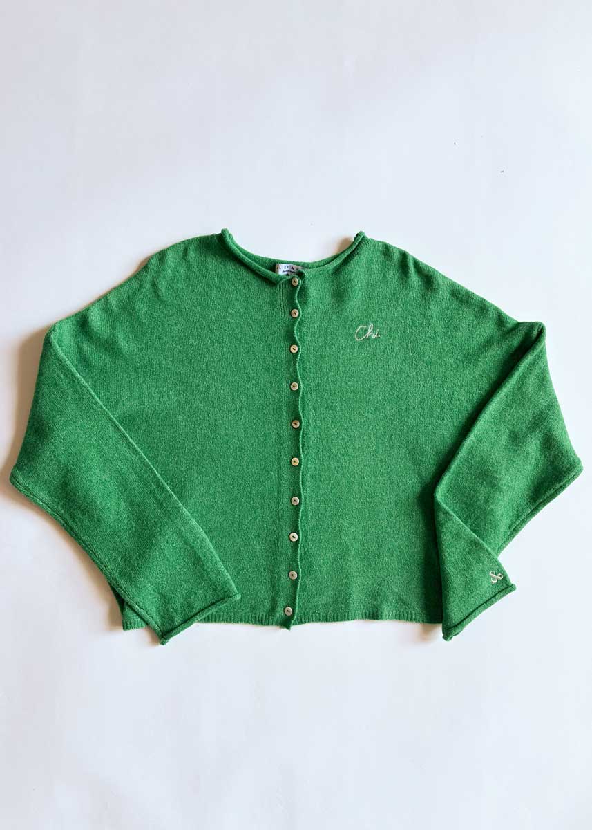 Chi Embroidered Piper Cardigan - Kelly Green - Image 2