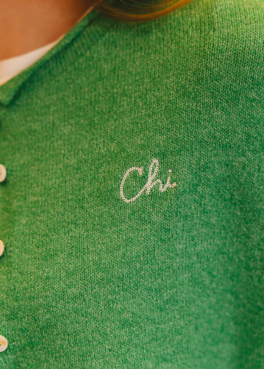 Chi Embroidered Piper Cardigan - Kelly Green - Image 6