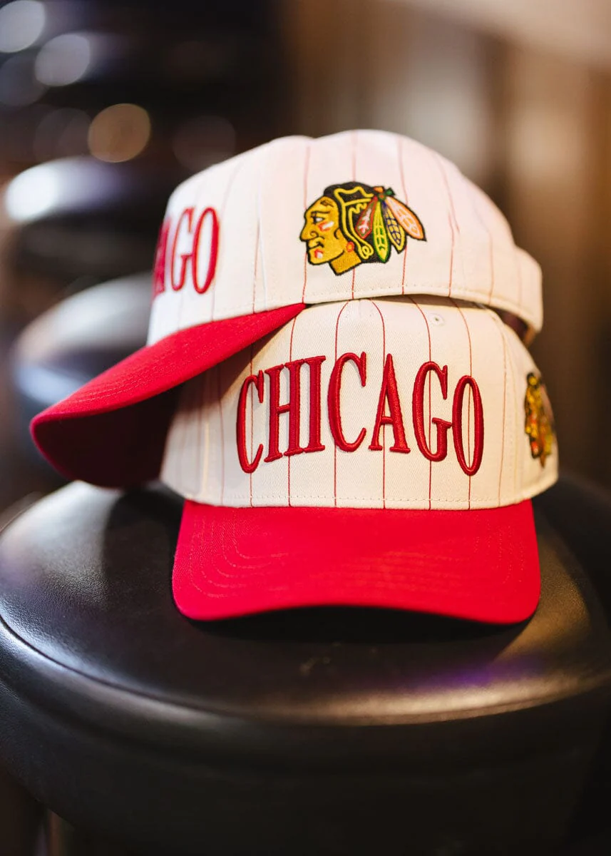 Chicago Blackhawks Puff Pinstripe Baseball Cap - Image 10