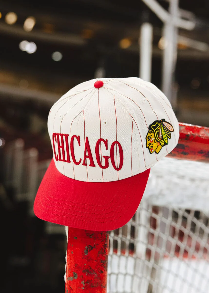 Chicago Blackhawks Puff Pinstripe Baseball Cap - Image 7