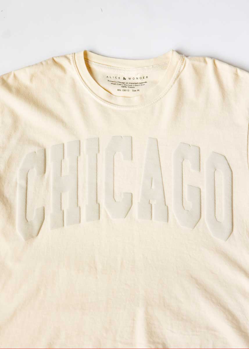 Chicago Collegiate Puff Crop Tee - Ivory - Image 5