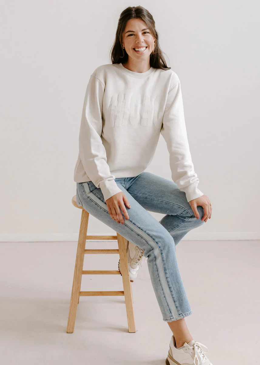Chicago Collegiate Puff Sweatshirt - Ivory - Image 4