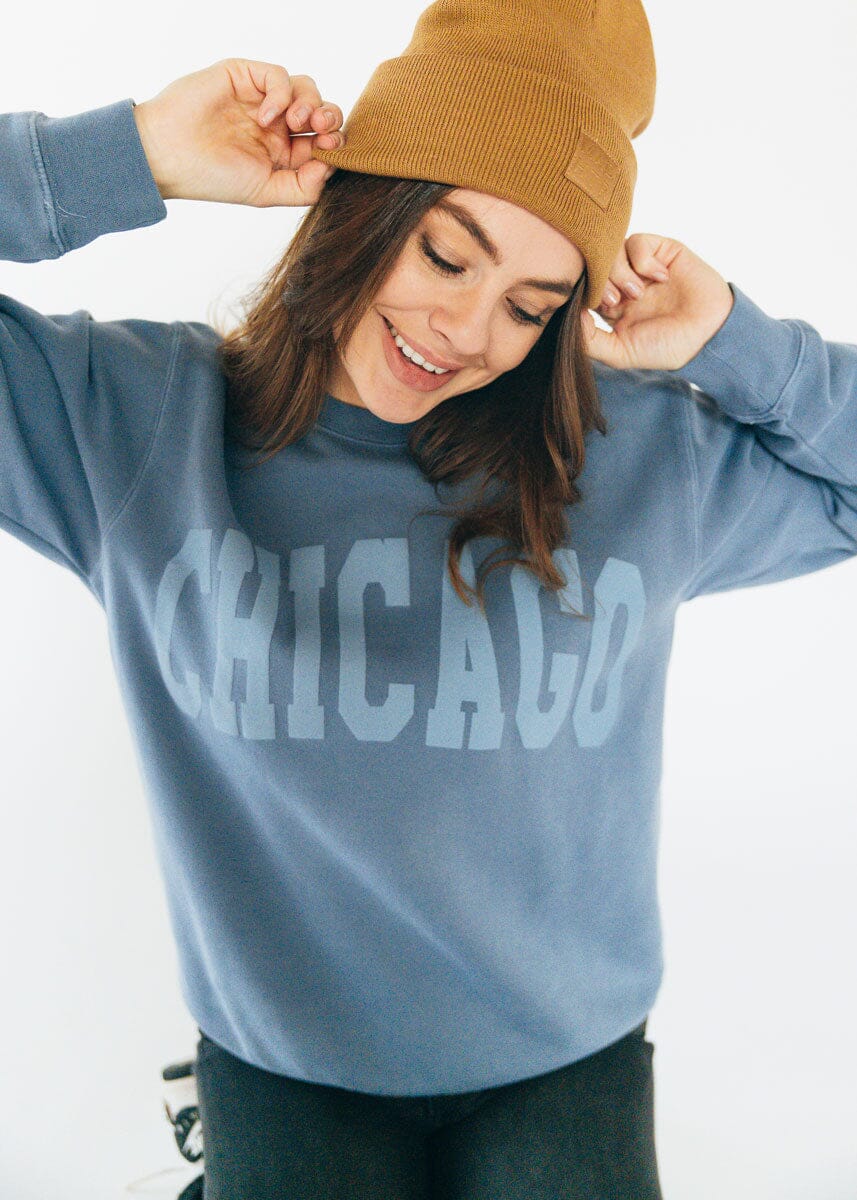 Chicago Collegiate Puff Sweatshirt - Slate Blue - Image 3
