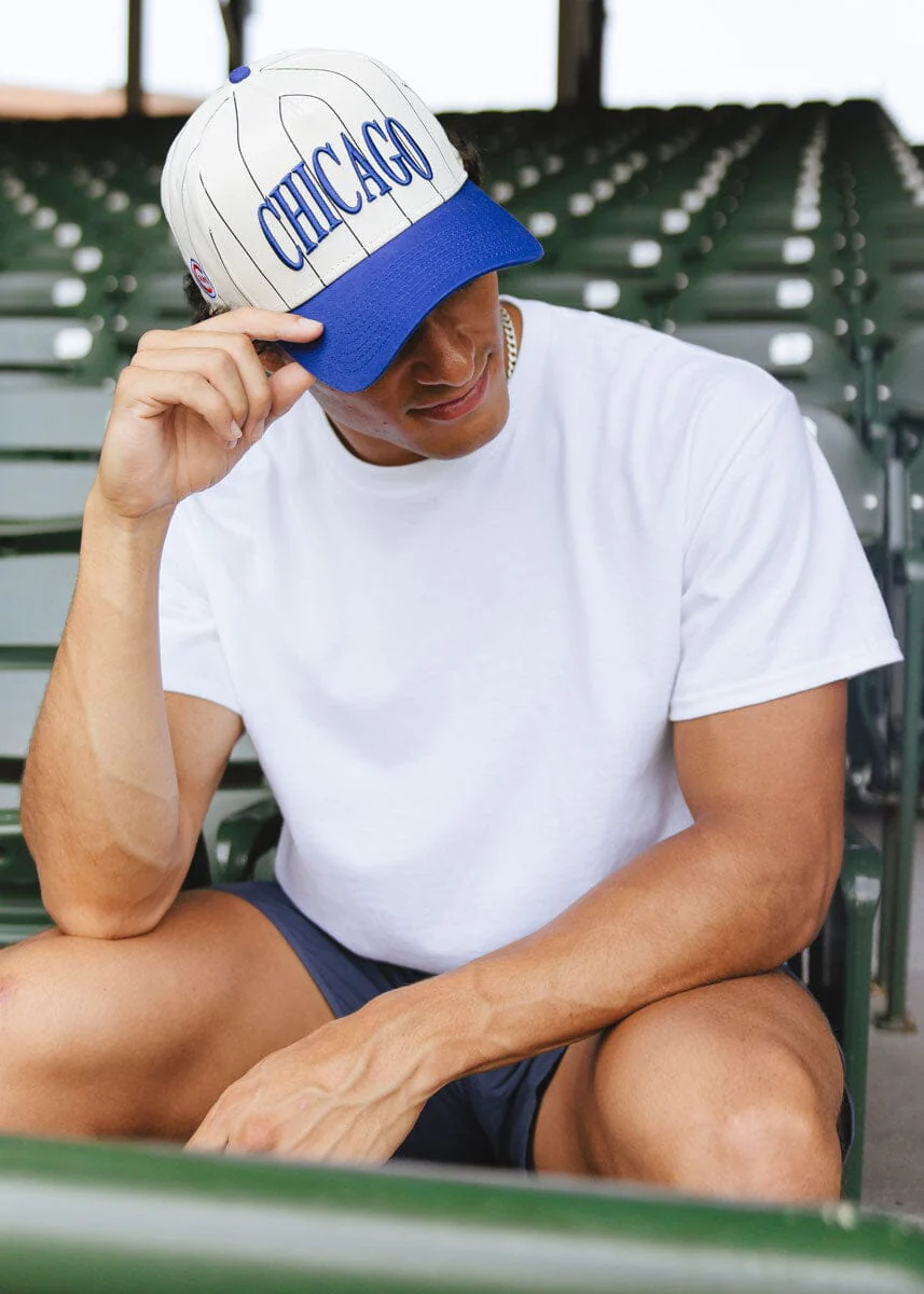 Chicago Cubs Pinstripe Puff Hat - Royal - Image 5