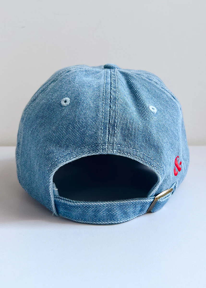 Chicago. Dad Hat - Denim & Red - Image 6