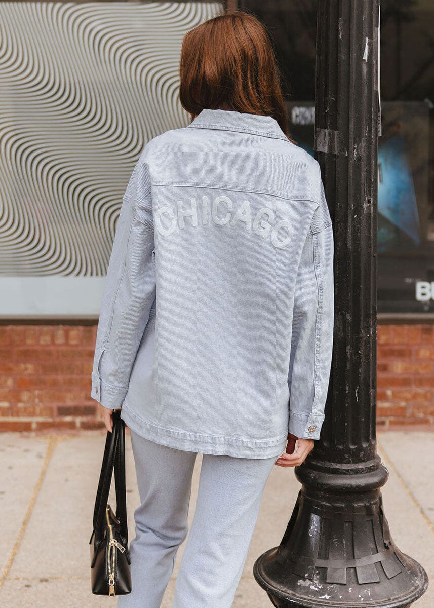 Chicago Denim Jacket - Blue White Pinstripe - Image 4