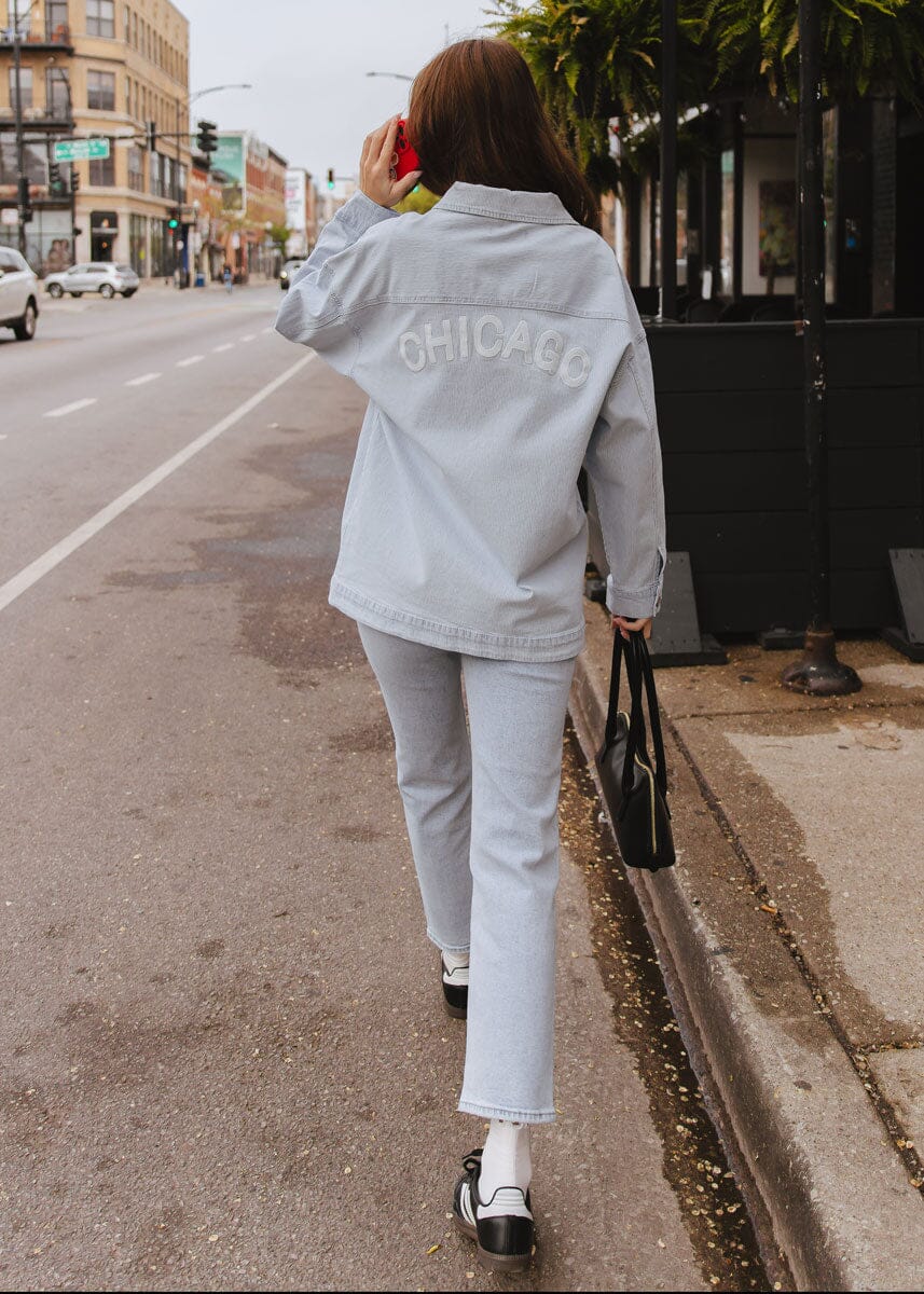 Chicago Denim Jacket - Blue White Pinstripe - Image 8