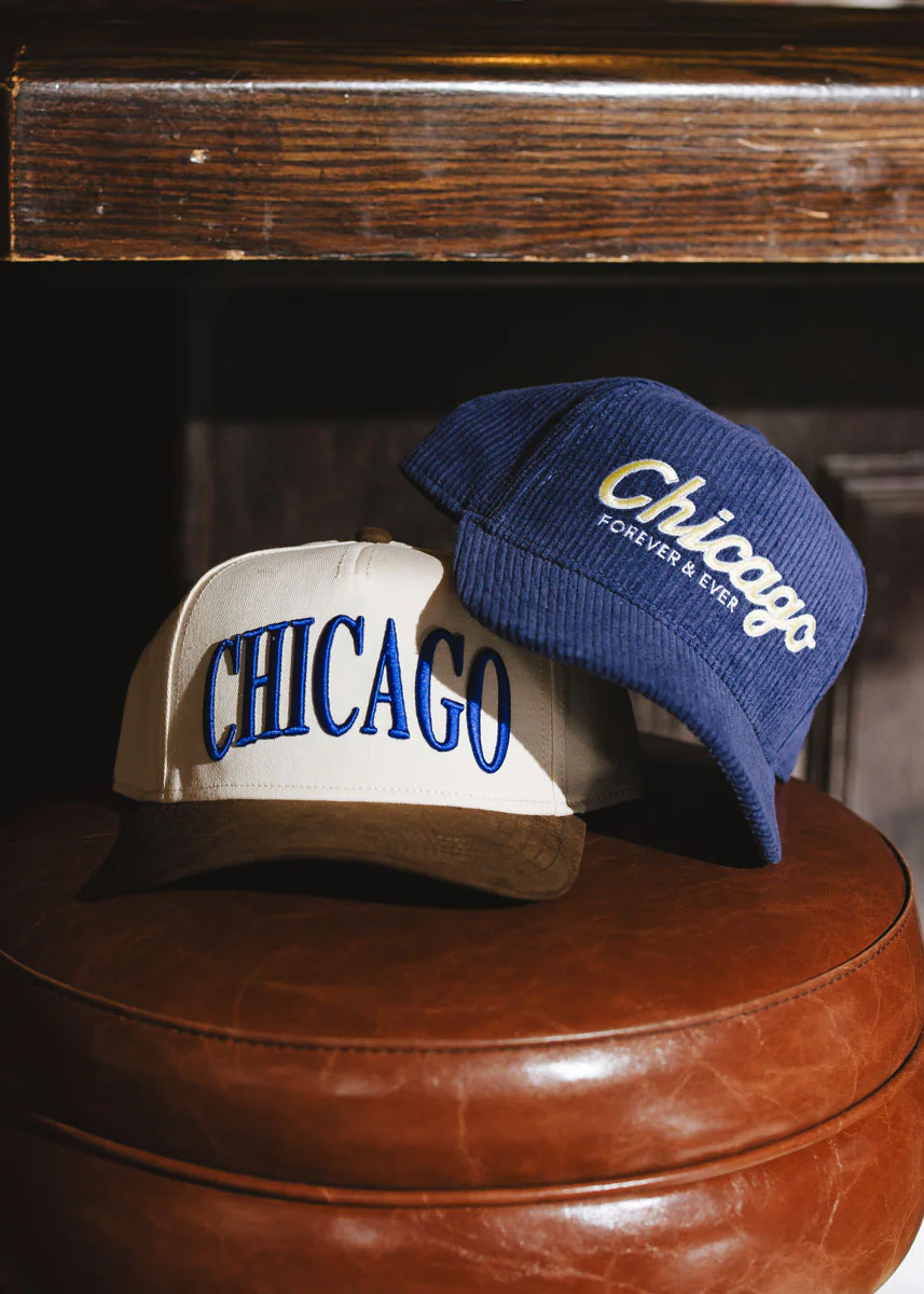 Chicago Forever Wide Whale Cord Hat - Navy & Butter - Image 4