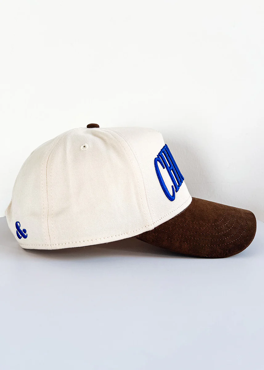 Chicago Puff Baseball Cap - Royal & Brown Suede - Image 5