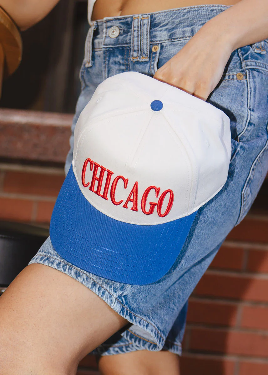 Chicago Puff Baseball Cap - Royal & Red - Image 3