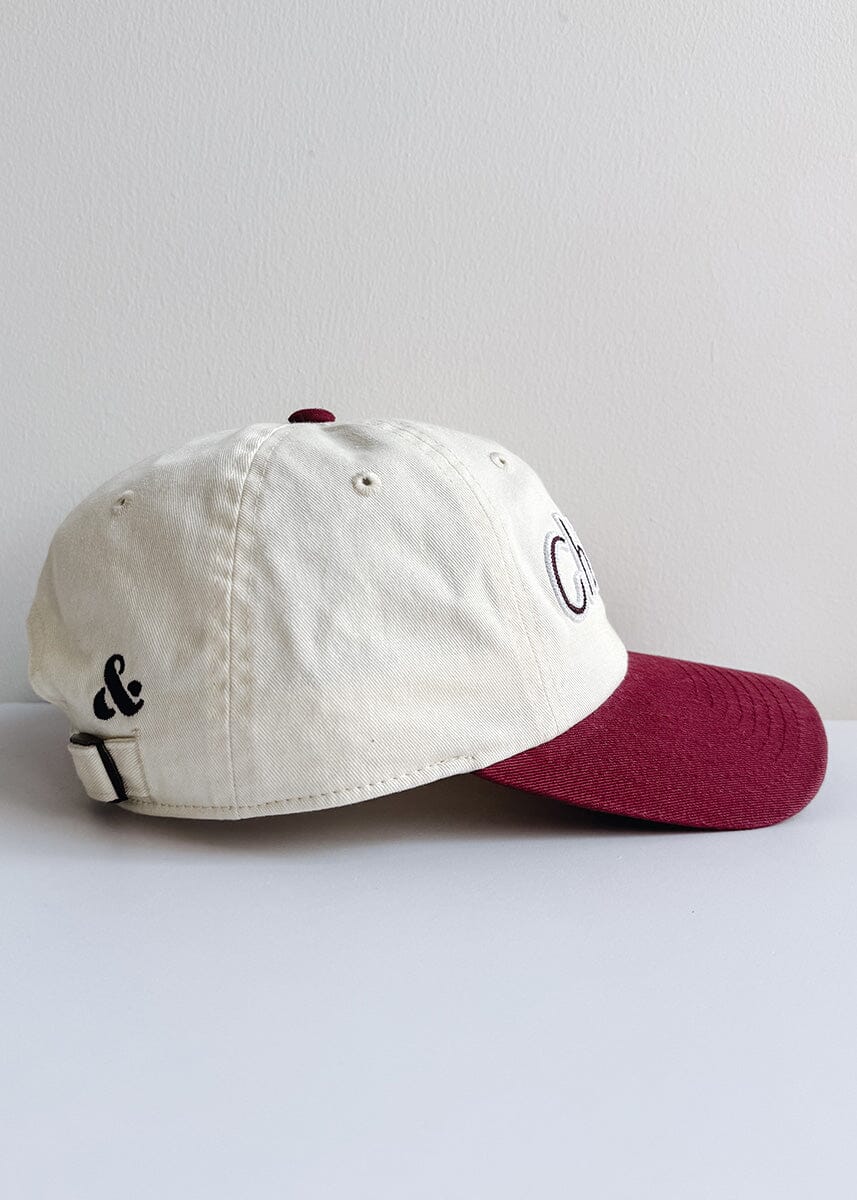 Chicago Script Baseball Cap - Ivory & Burgundy - Image 5