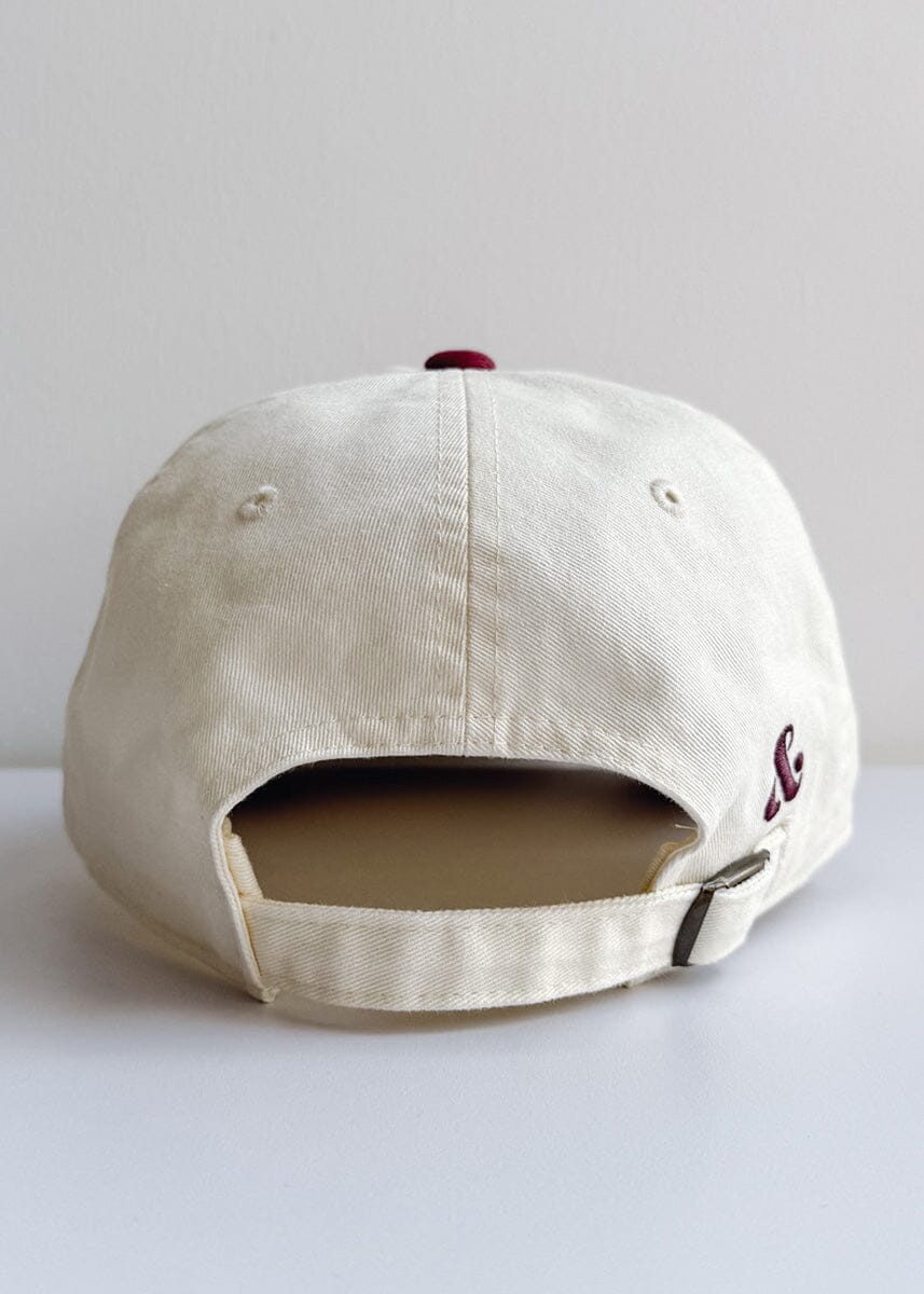 Chicago Script Baseball Cap - Ivory & Burgundy - Image 6