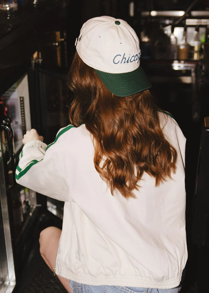 Chicago Script Baseball Cap - Ivory & Dark Green - Image 2