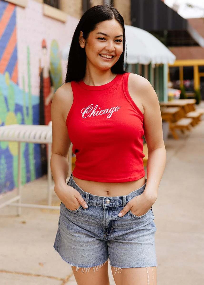 Chicago Script Racer Tank - Red - Image 5