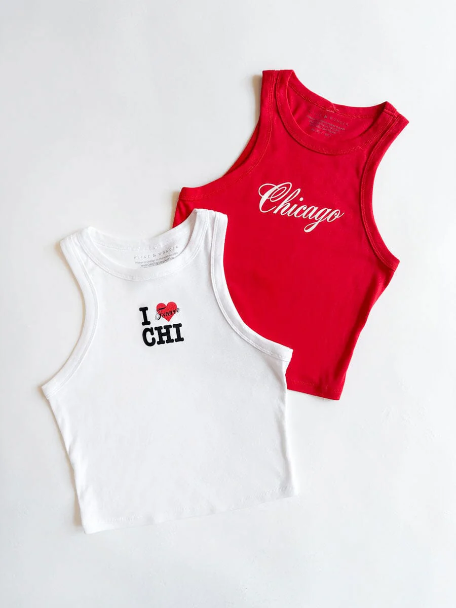 Chicago Script Racer Tank - Red - Image 8