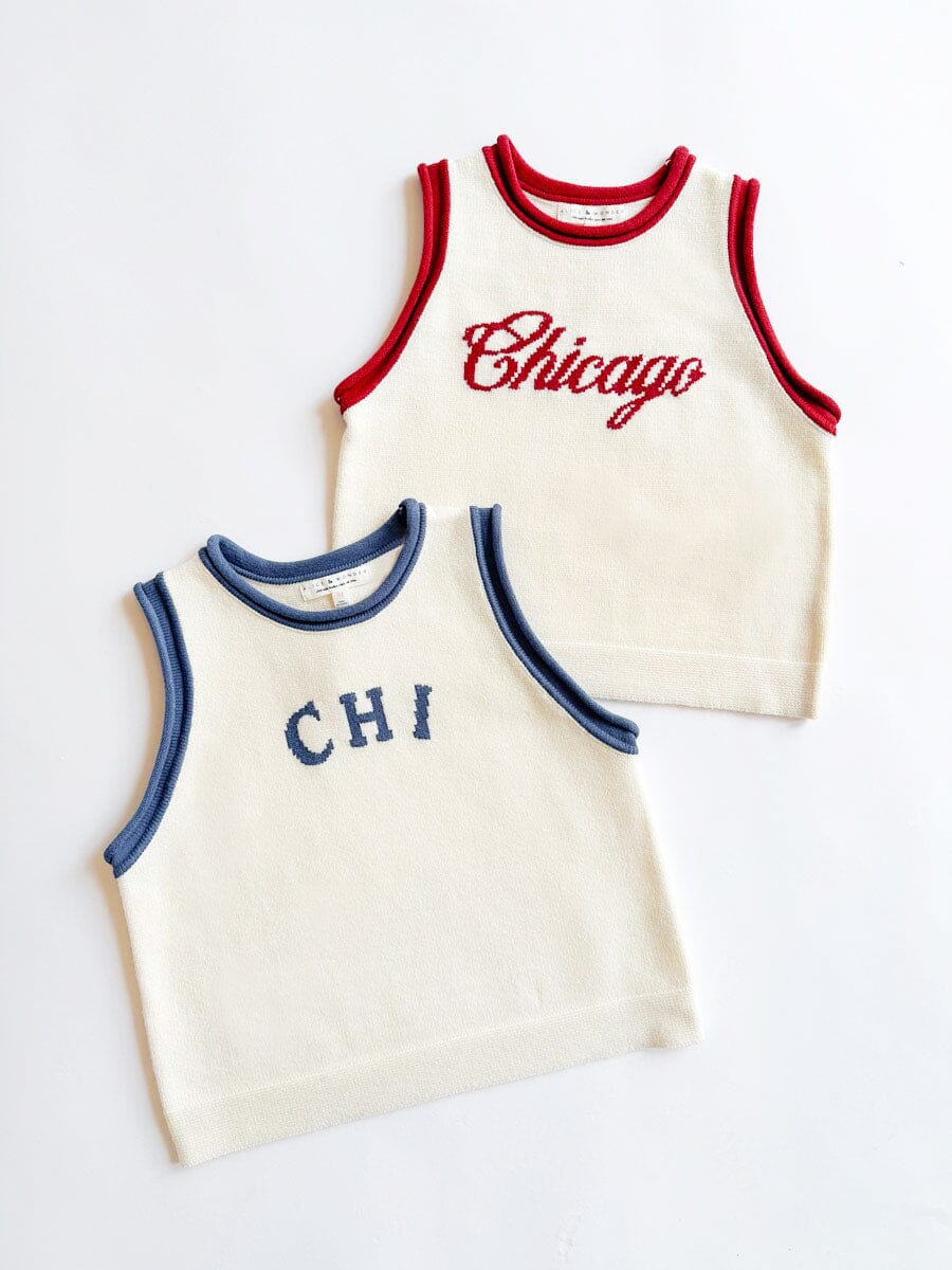 Chicago Script Ringer Sweater Vest - Ivory Red Combo - Image 8